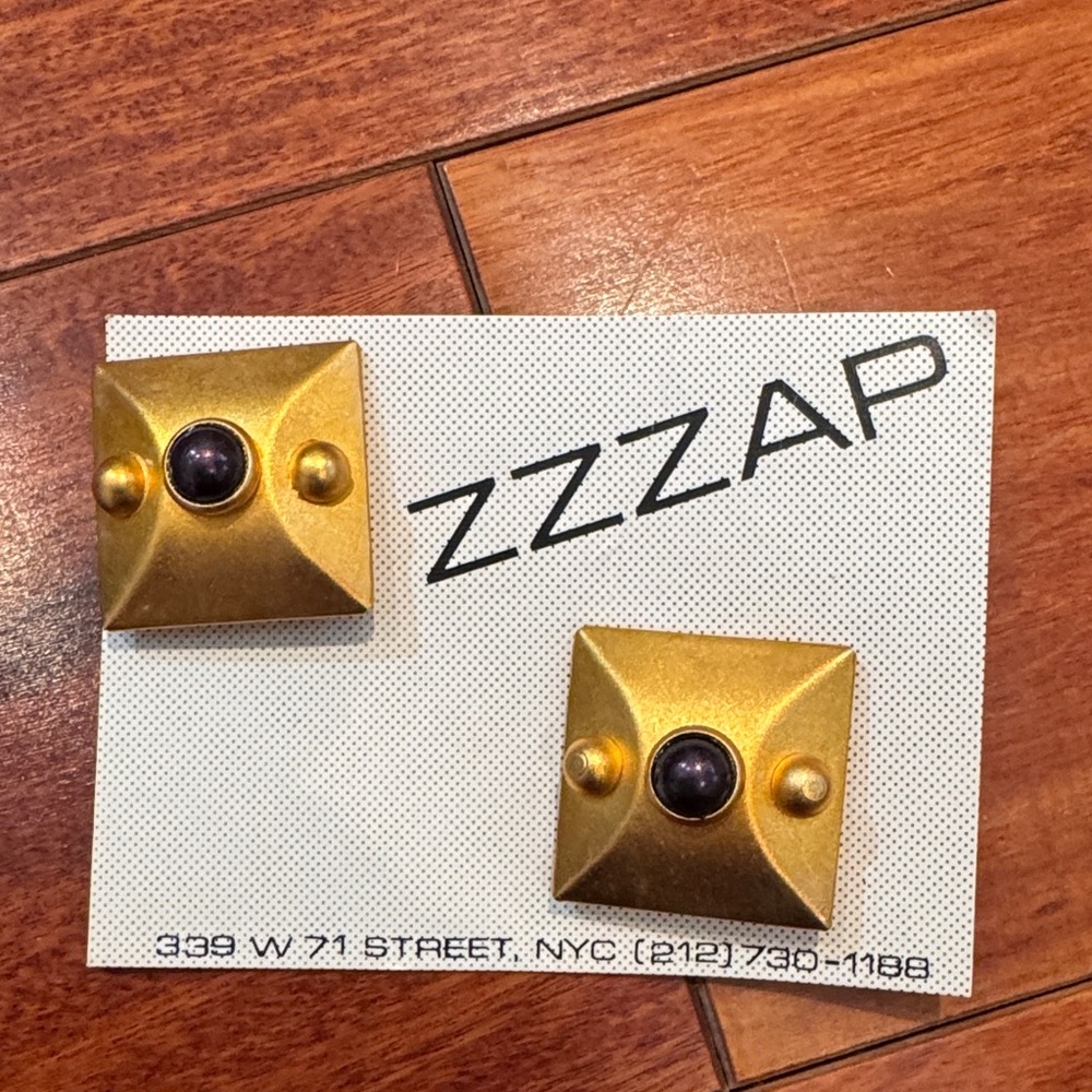Gold and Purple Stud Earrings